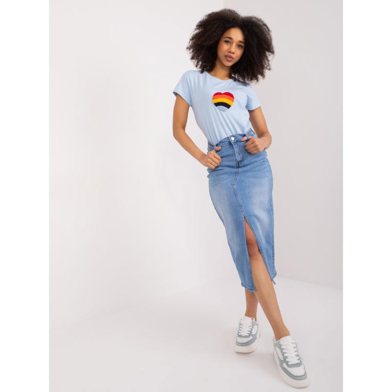 Dámské tričko s výšivkou BASIC FEEL GOOD světle modré 