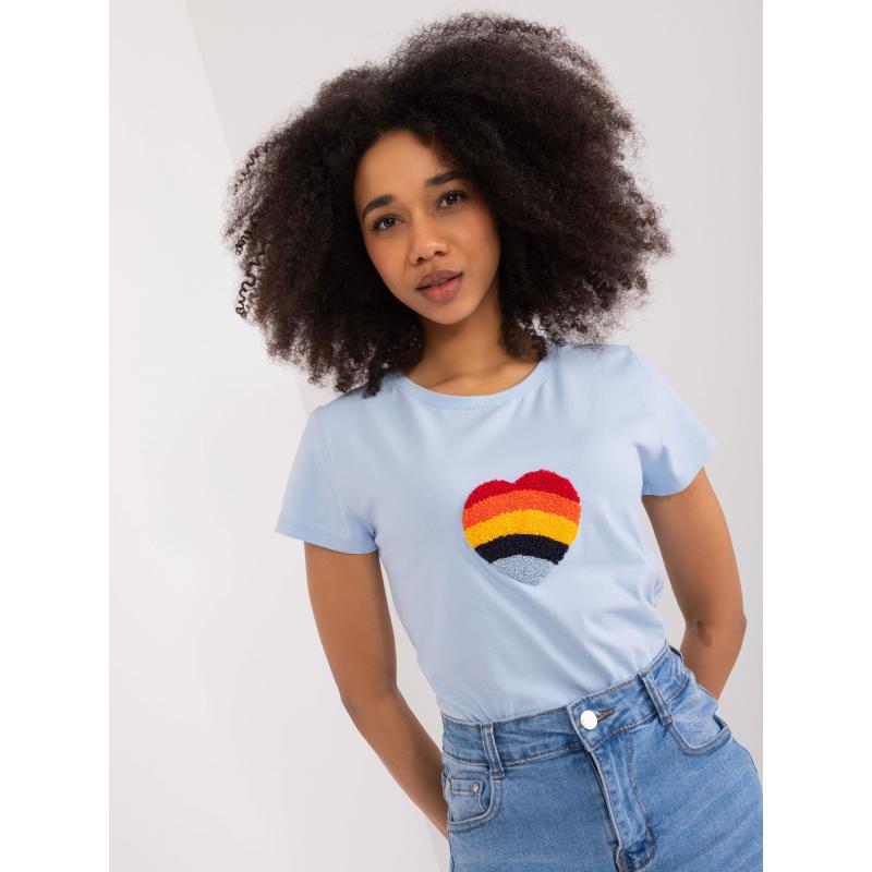 Dámské tričko s výšivkou BASIC FEEL GOOD světle modré 