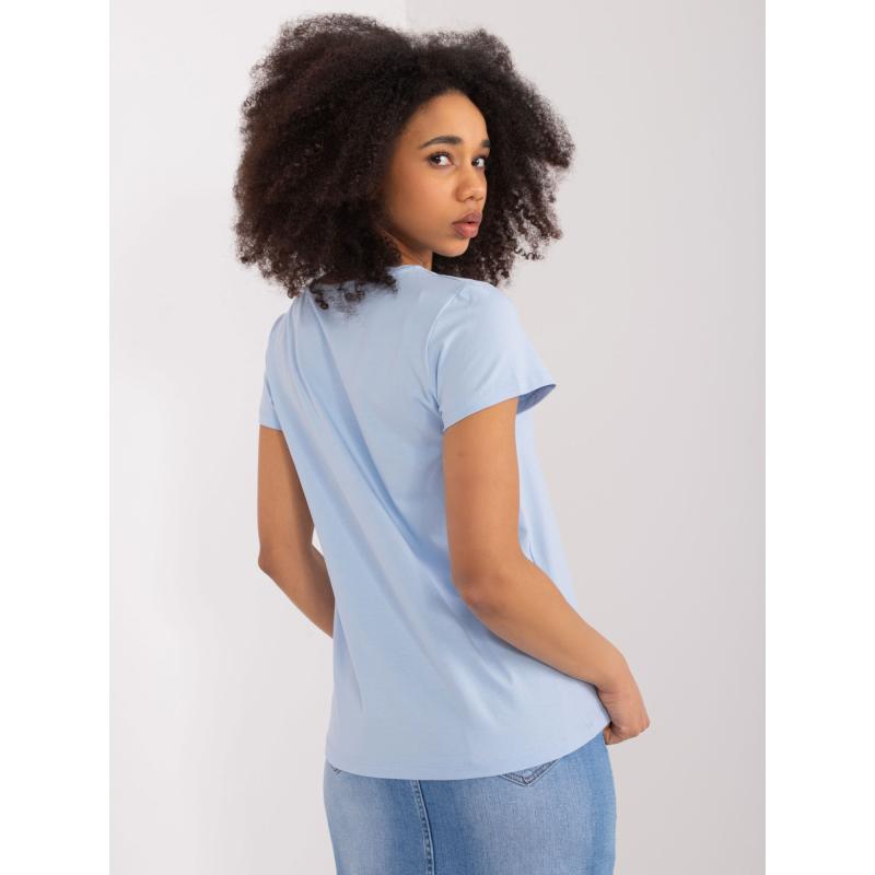 Dámské tričko s výšivkou BASIC FEEL GOOD světle modré 