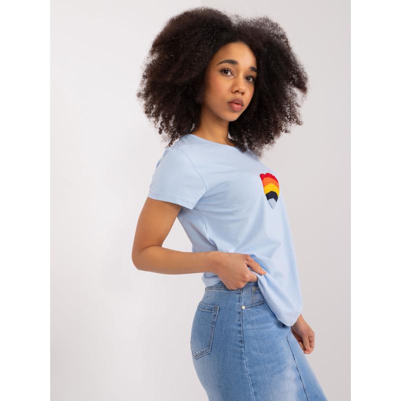 Dámské tričko s výšivkou BASIC FEEL GOOD světle modré 