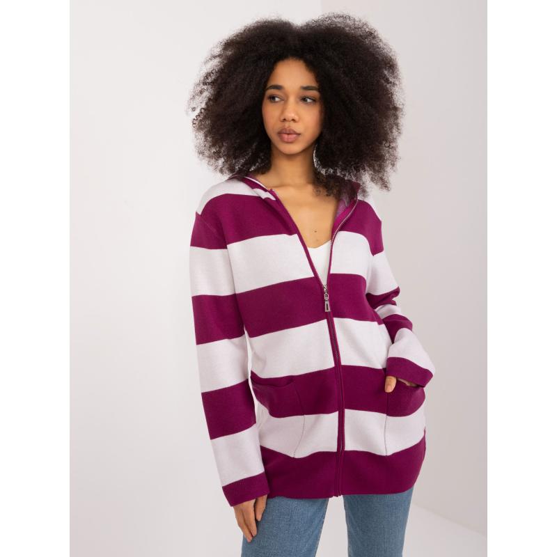 Dámský svetr ze směsi viskózy fialovo-bílý 