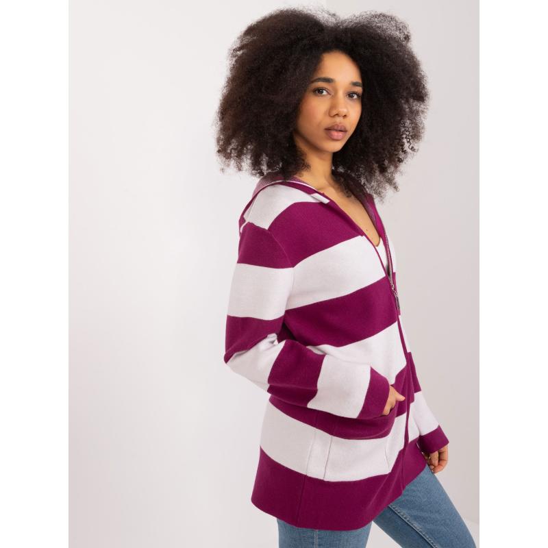 Dámský svetr ze směsi viskózy fialovo-bílý 