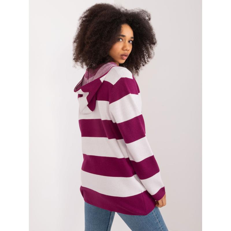 Dámský svetr ze směsi viskózy fialovo-bílý 