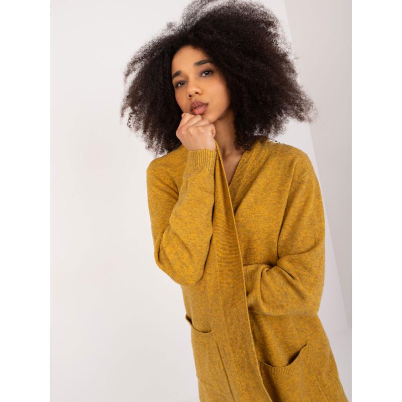 Női viszkóz keverék pulóver sötétsárga