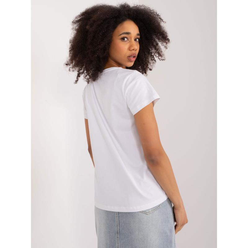 Dámské tričko s květinovou výšivkou BASIC FEEL GOOD bílé 