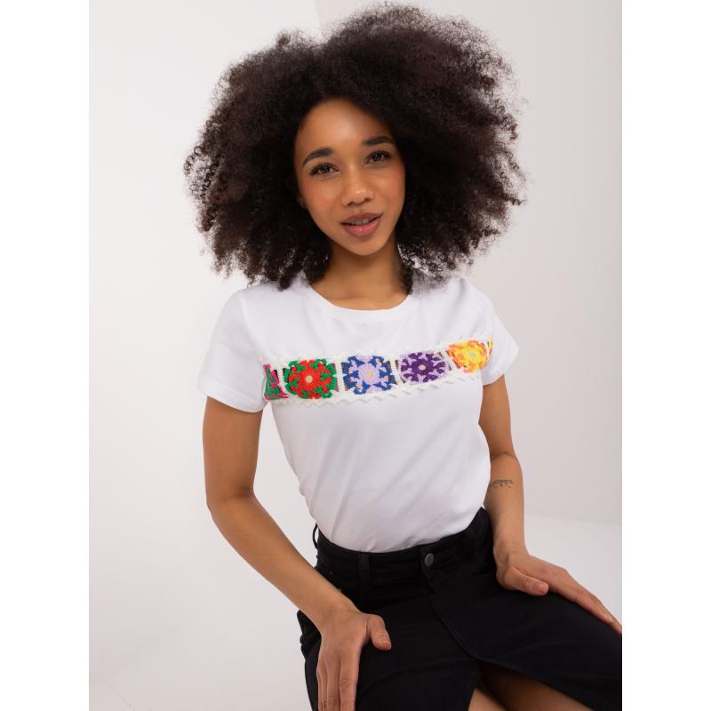 Dámské tričko s výšivkou BASIC FEEL GOOD bílé 