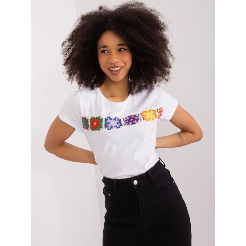 Dámské tričko s výšivkou BASIC FEEL GOOD bílé 