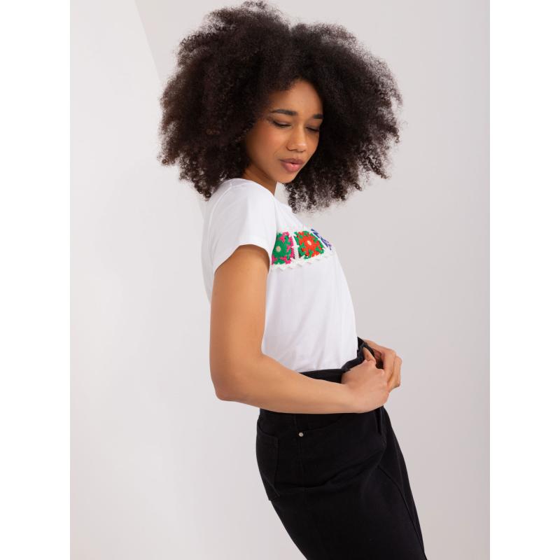 Dámské tričko s výšivkou BASIC FEEL GOOD bílé 