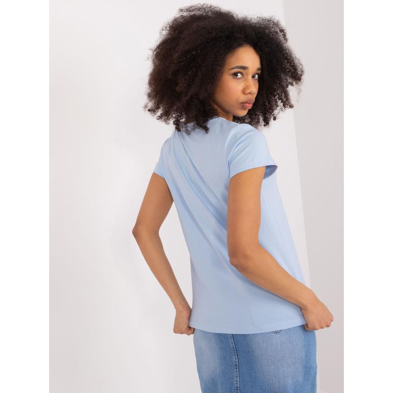 Dámské tričko s výšivkou BASIC FEEL GOOD světle modré 