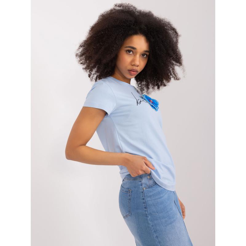 Dámské tričko s výšivkou BASIC FEEL GOOD světle modré 