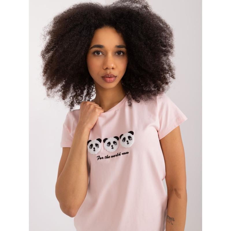 Dámské tričko s nápisem BASIC FEEL GOOD světle růžové 