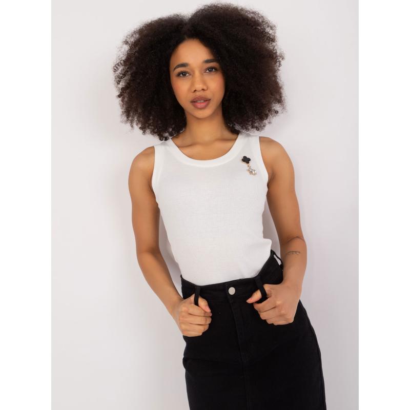 Dámský top bez rukávů ecru 