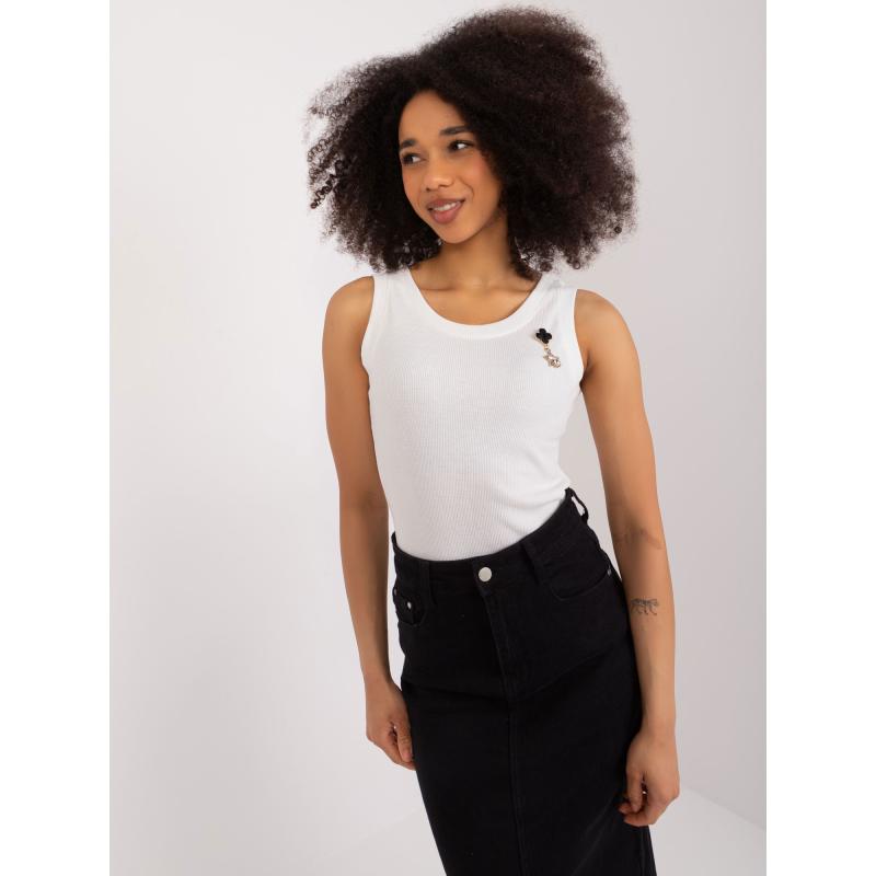 Dámský top bez rukávů ecru 