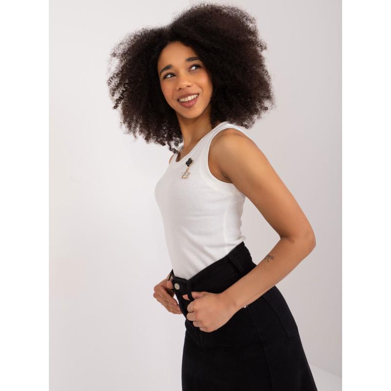 Dámský top bez rukávů ecru 