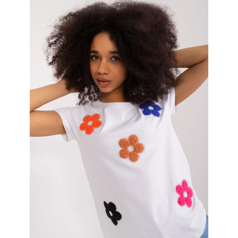 Dámské tričko s nášivkami BASIC FEEL GOOD bílé 