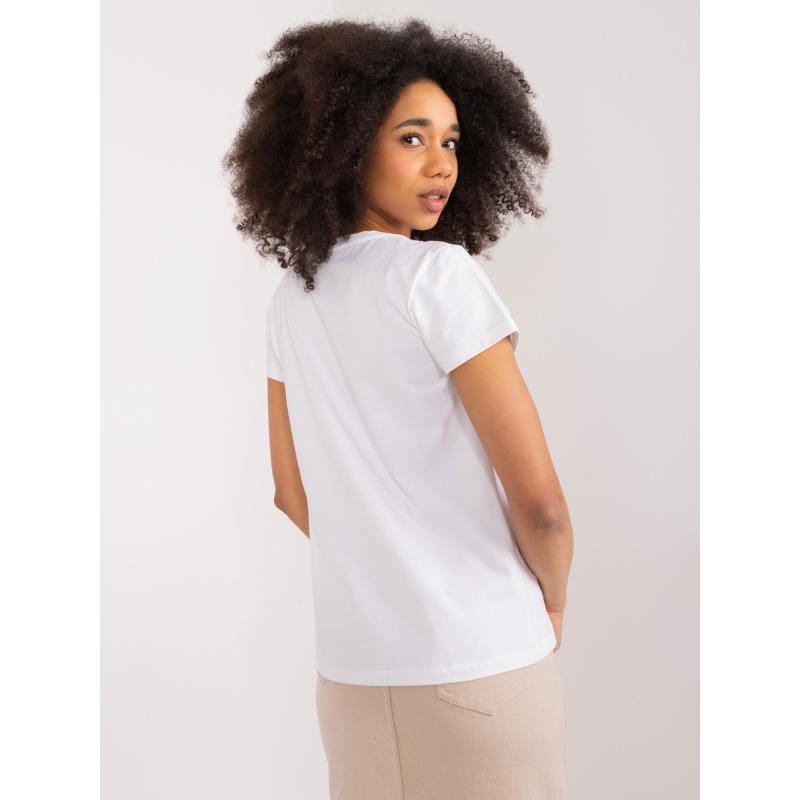 Dámské tričko s květinovou aplikací BASIC FEEL GOOD bílé 