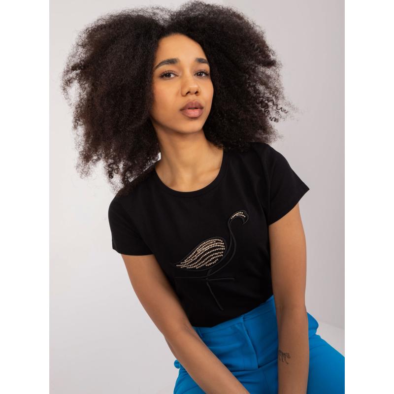 Dámské tričko s aplikací BASIC FEEL GOOD černé 