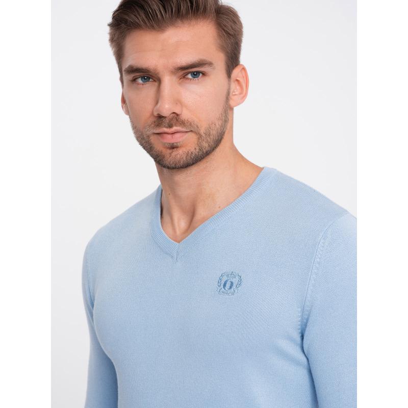 Elegáns férfi V-nyakú pulóver V10 OM-SWBS-0107 világoskék