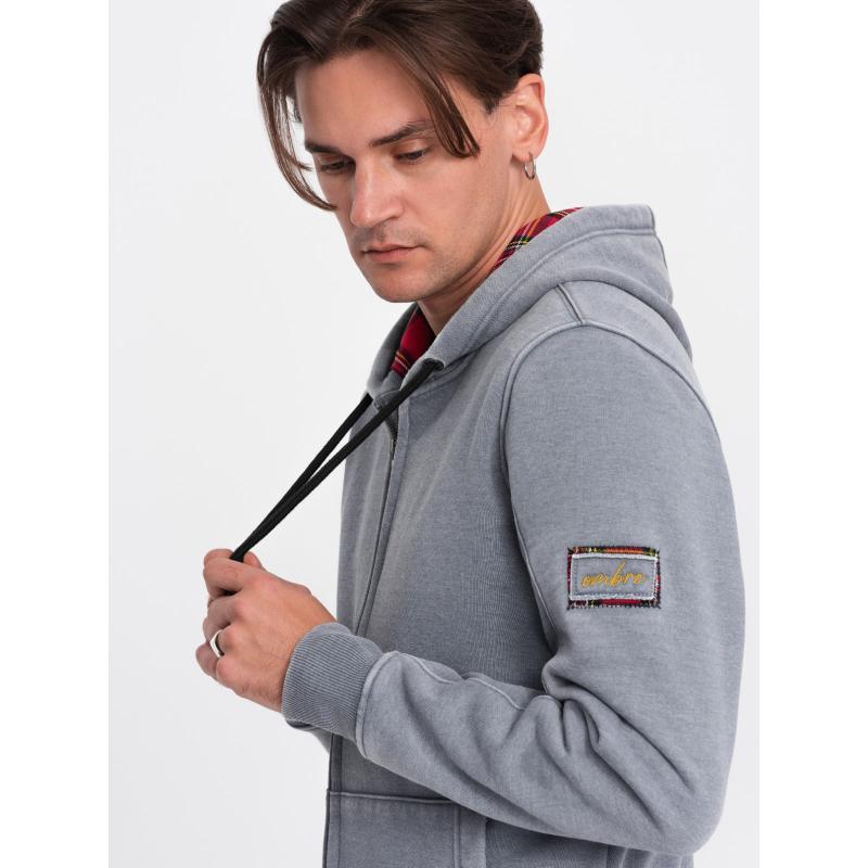 Pratelný pánský svetr bez kapuce V3 OM-SSDS-0110 světle modrý 