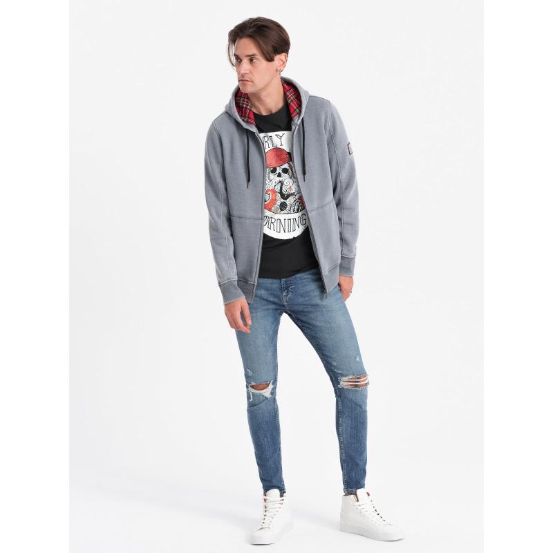 Pratelný pánský svetr bez kapuce V3 OM-SSDS-0110 světle modrý 