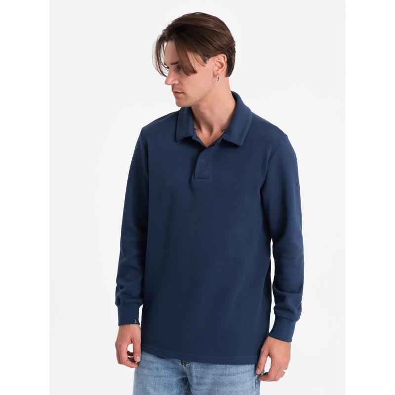 Pánská mikina s polo límcem  V5 OM-SSNZ-0149 tmavě modrá