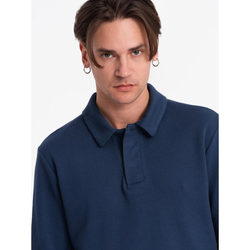 Pánská mikina s polo límcem  V5 OM-SSNZ-0149 tmavě modrá