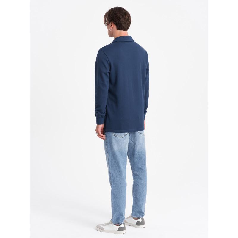 Pánská mikina s polo límcem  V5 OM-SSNZ-0149 tmavě modrá