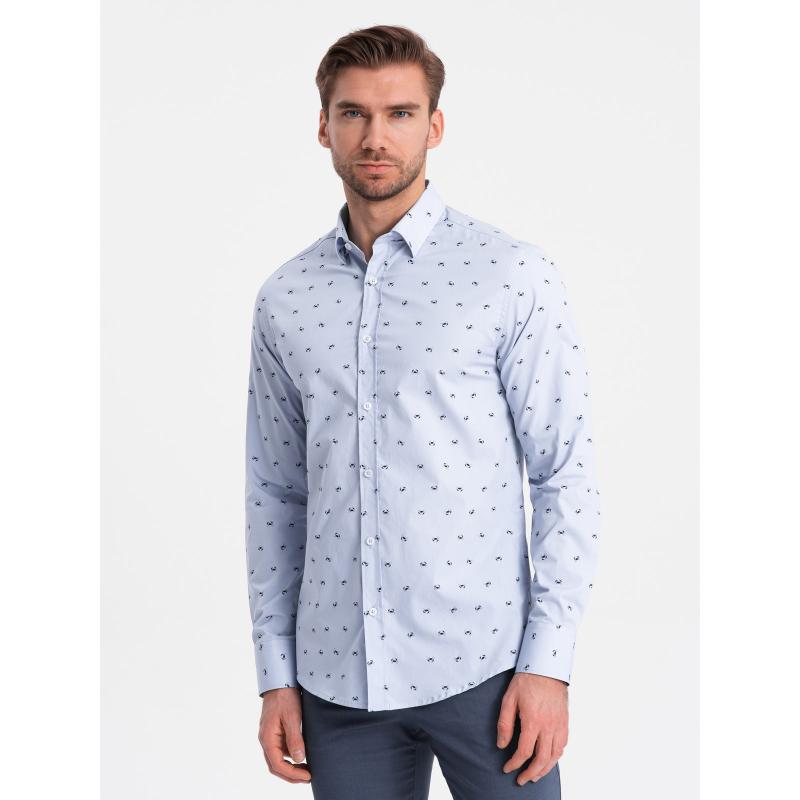 Pánska bavlnená košeľa SLIM FIT svetlomodrá