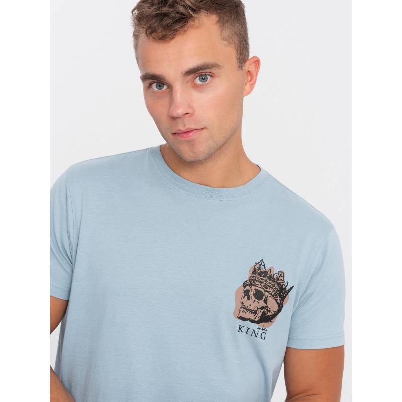 Pánské bavlněné tričko s potiskem V2 OM-TSPT-0167 světle modré 