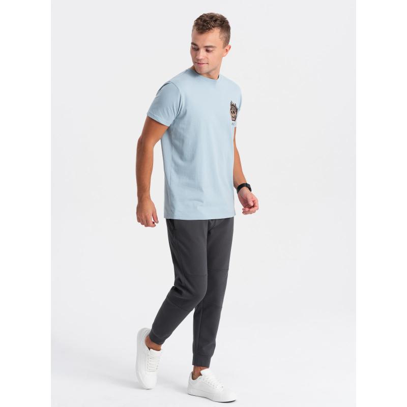 Pánské bavlněné tričko s potiskem V2 OM-TSPT-0167 světle modré 