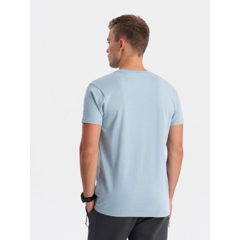 Pánské bavlněné tričko s potiskem V2 OM-TSPT-0167 světle modré 