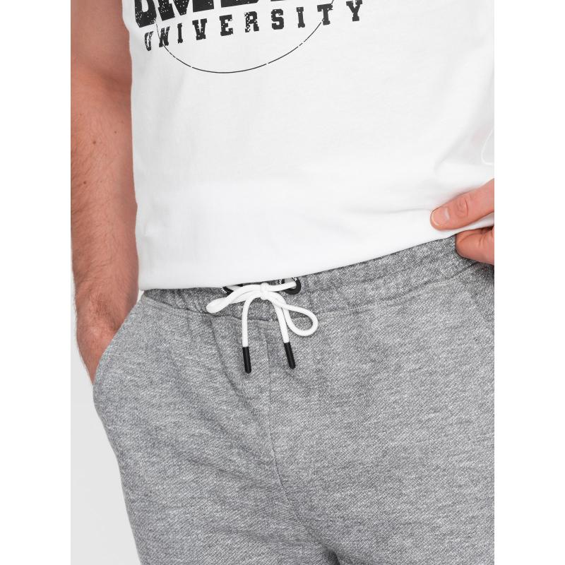 Pánské šortky LOOSE FIT z melanžové tkaniny šedé 