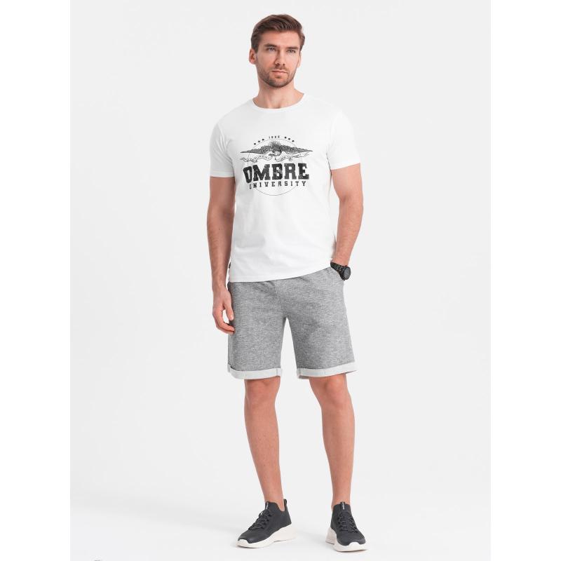 Pánské šortky LOOSE FIT z melanžové tkaniny šedé 