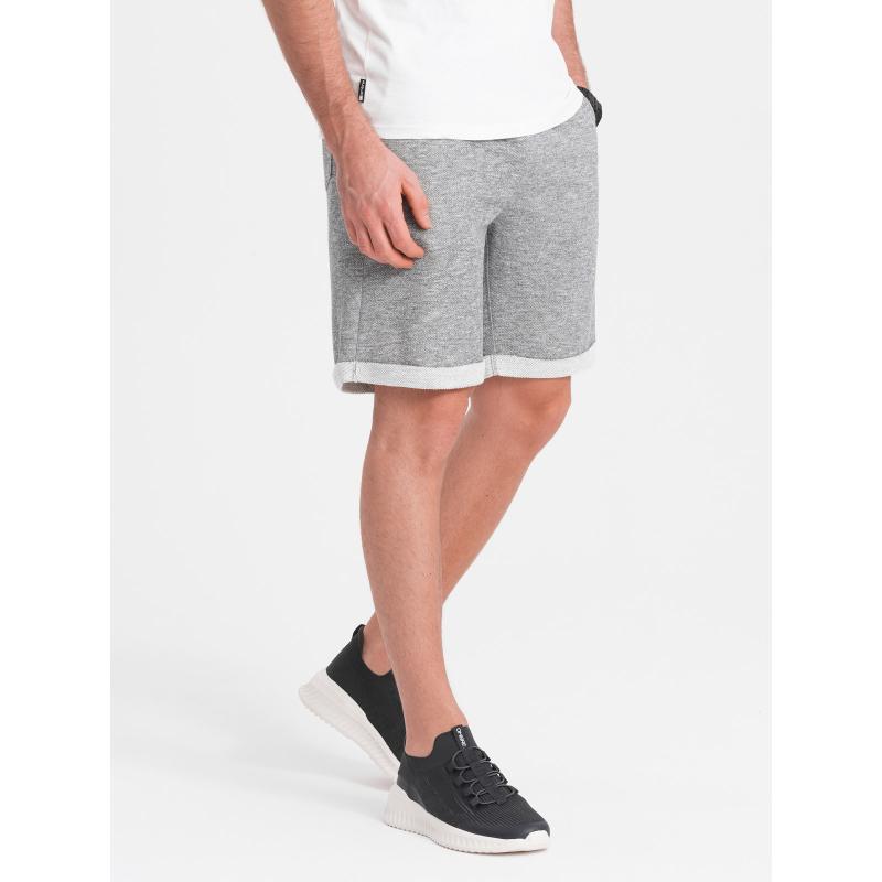 Pánské šortky LOOSE FIT z melanžové tkaniny šedé 