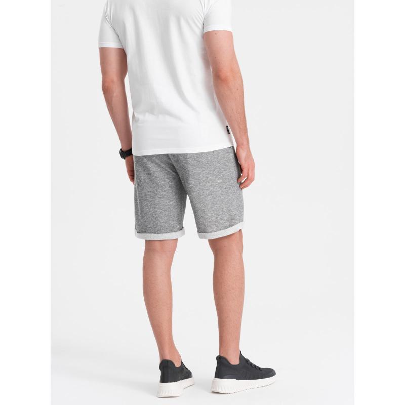 Pánské šortky LOOSE FIT z melanžové tkaniny šedé 