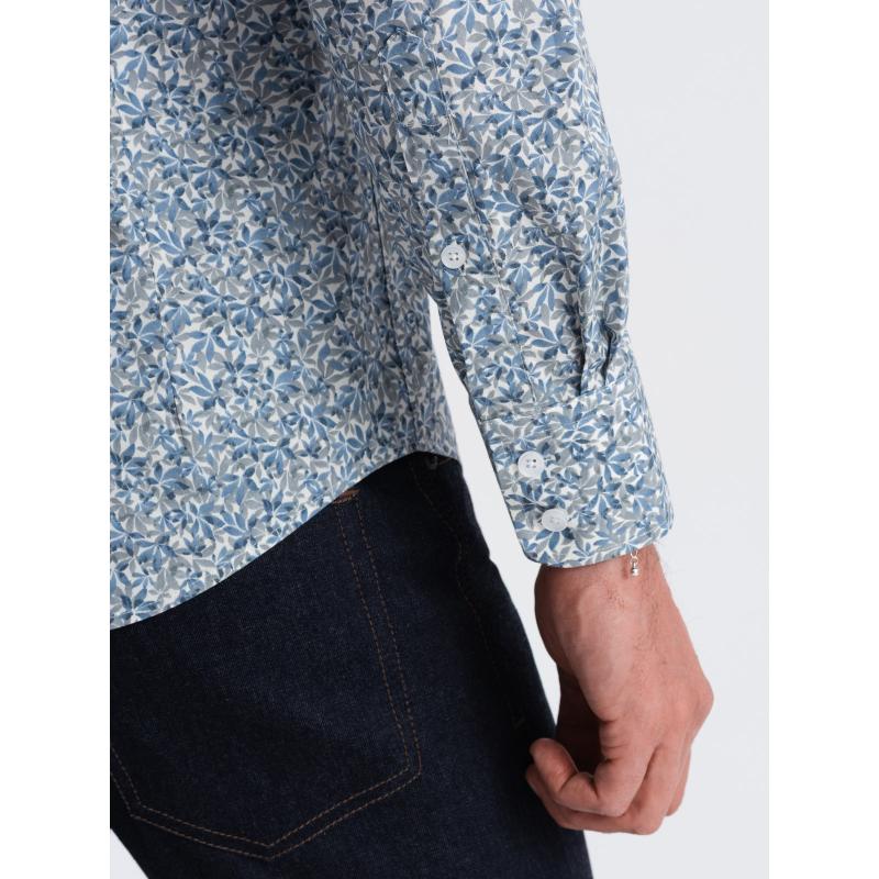 Pánská košile s potiskem SLIM FIT světle modrá 