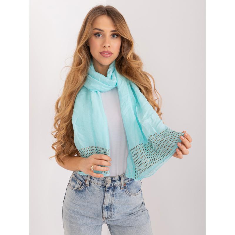 Dámský šátek s aplikacemi světle modrý 