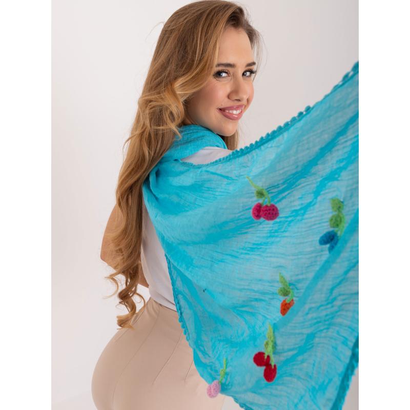 Dámský šátek s prolamovaným lemem modrý 