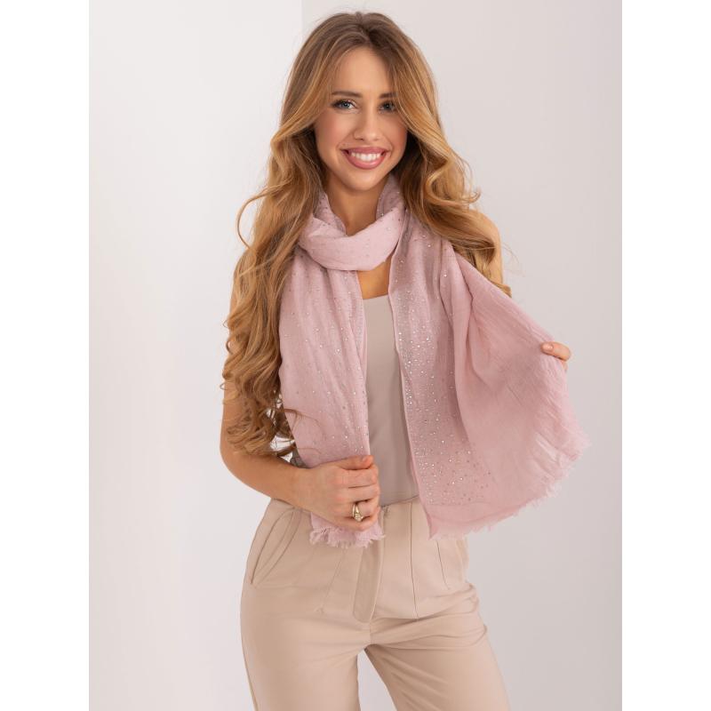 Dámská šála s aplikacemi světle růžová 