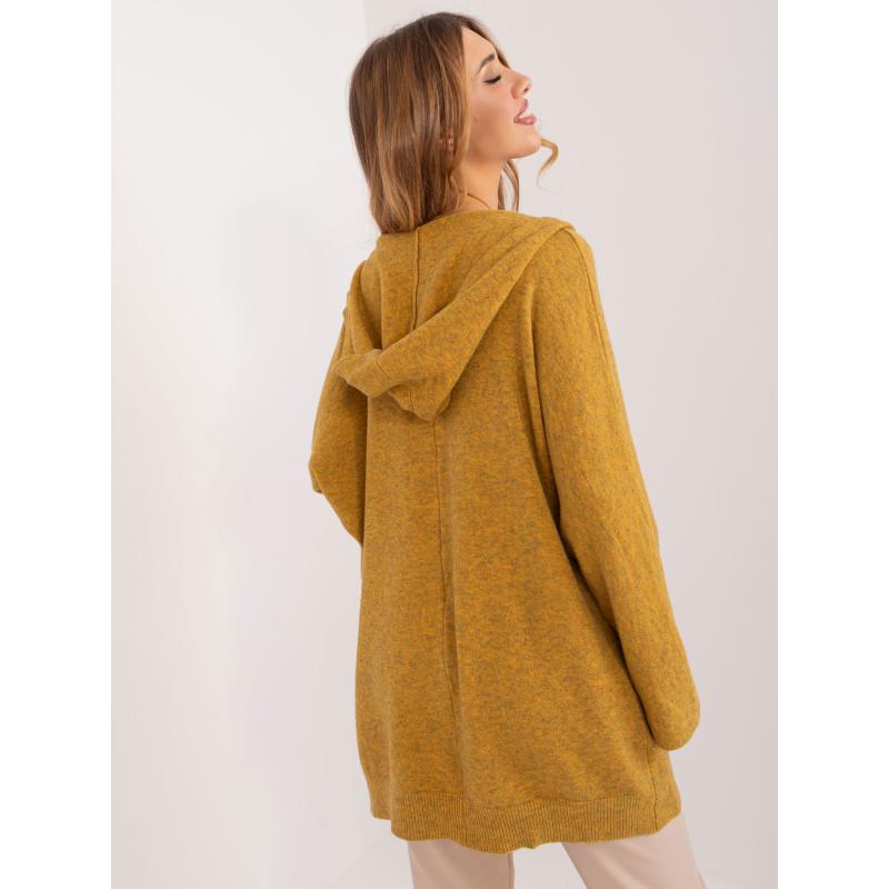 Női kapucnis kardigán sötétsárga