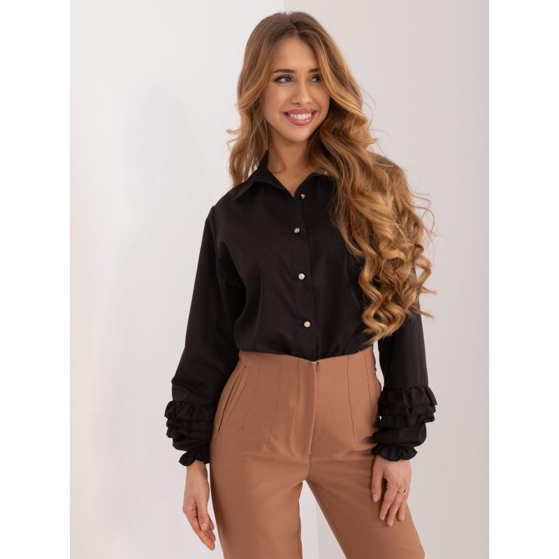 Dámská košile s ozdobnými knoflíky černá 
