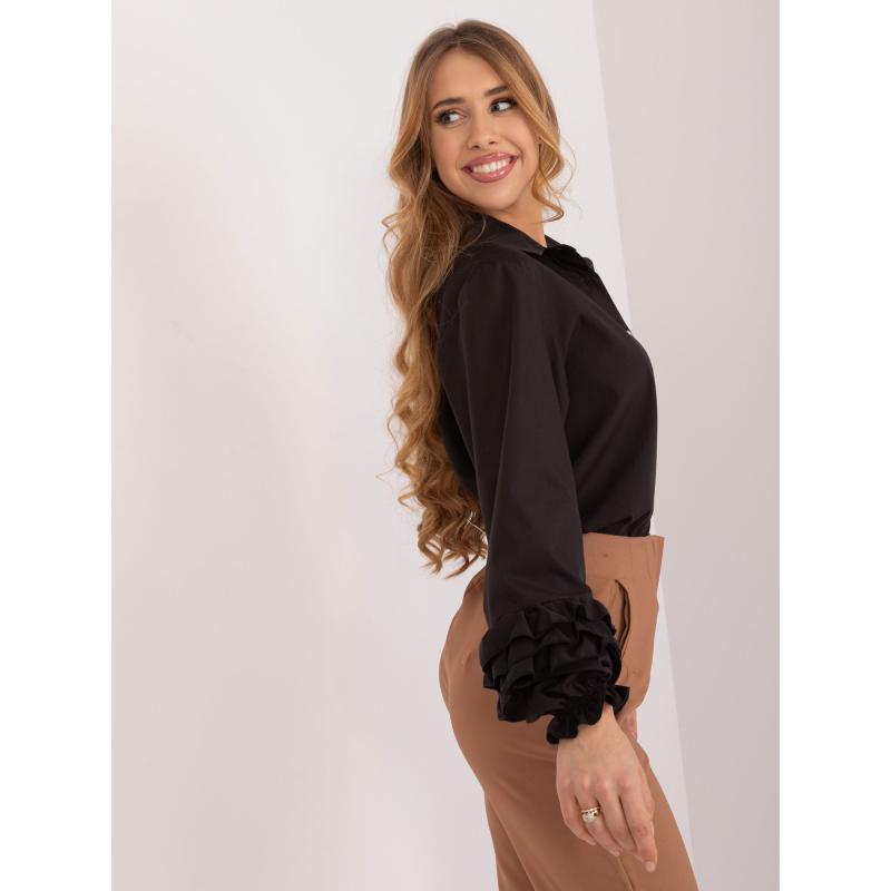 Dámská košile s ozdobnými knoflíky černá 
