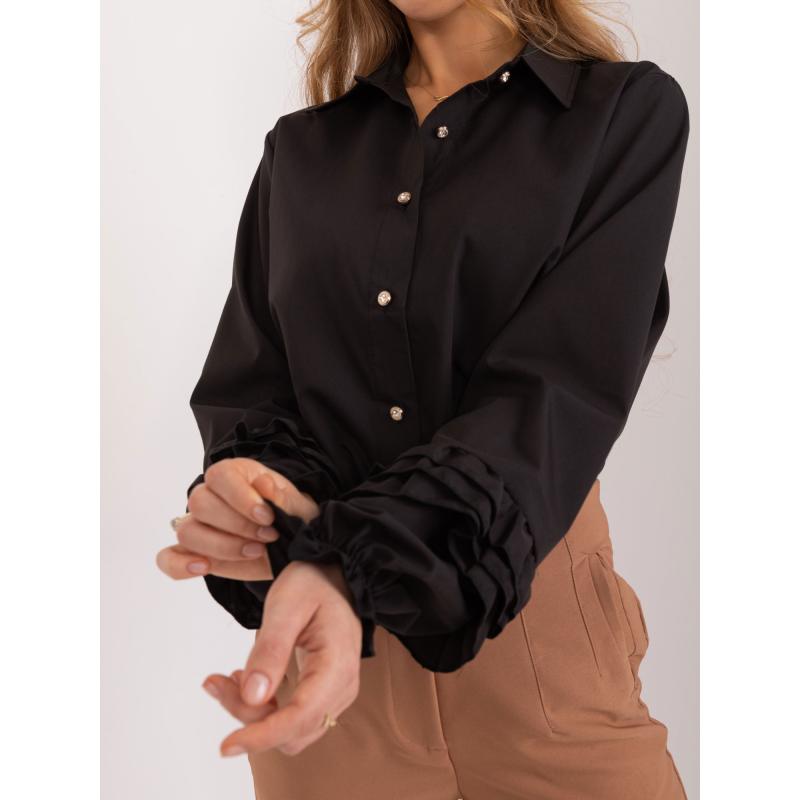 Dámská košile s ozdobnými knoflíky černá 