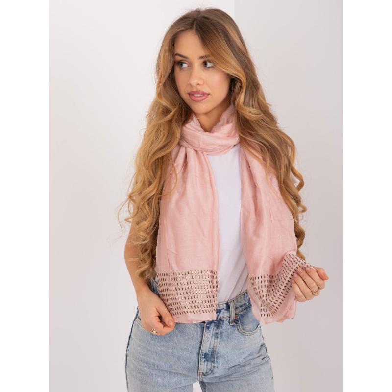 Dámský šátek s aplikací světle růžový 