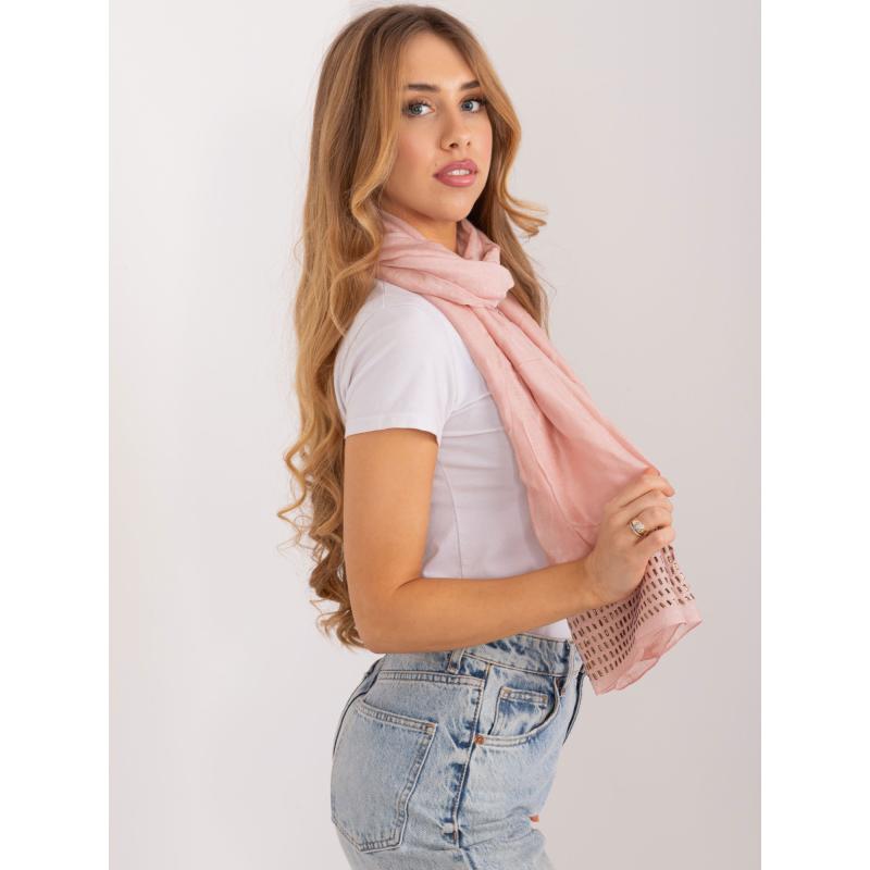 Dámský šátek s aplikací světle růžový 
