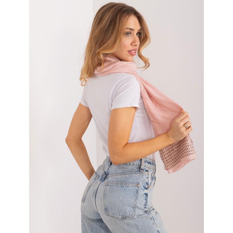 Dámský šátek s aplikací světle růžový 