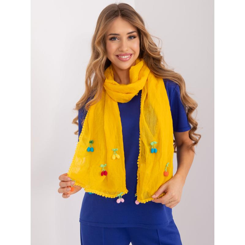 Dámský šátek s aplikacemi žlutý