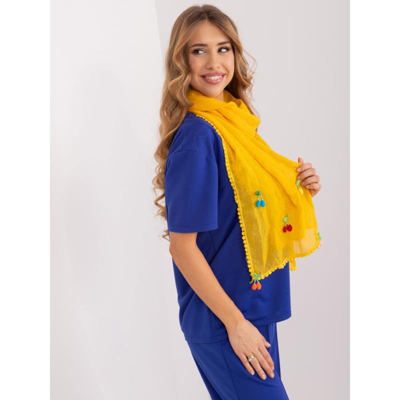 Dámský šátek s aplikacemi žlutý