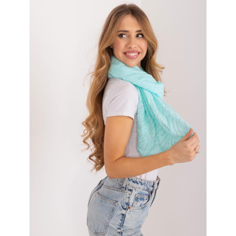 Dámský šátek s kamínky světle modrý 