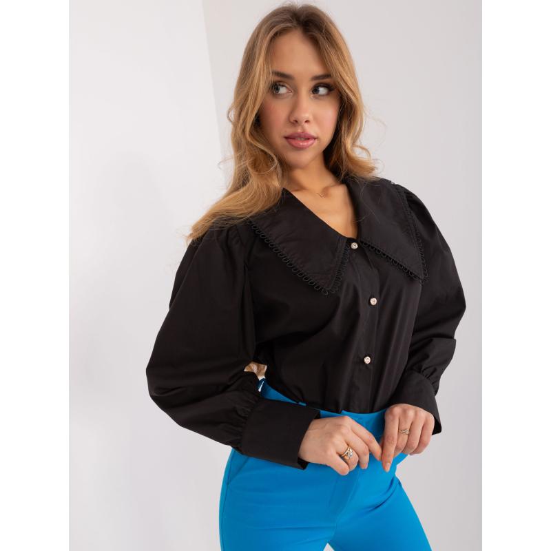 Dámská košile s ozdobným límcem černá 